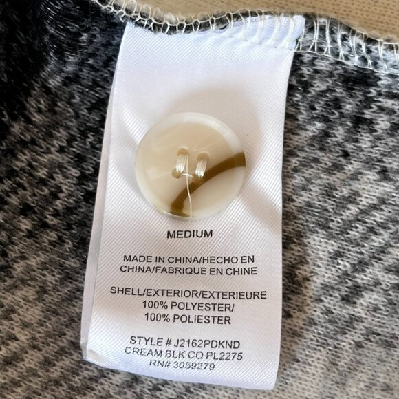 Thread & Supply Plaid Fleece Shacket Cream Black Size Medium M Thick Cozy Fall - Picture 11 of 12